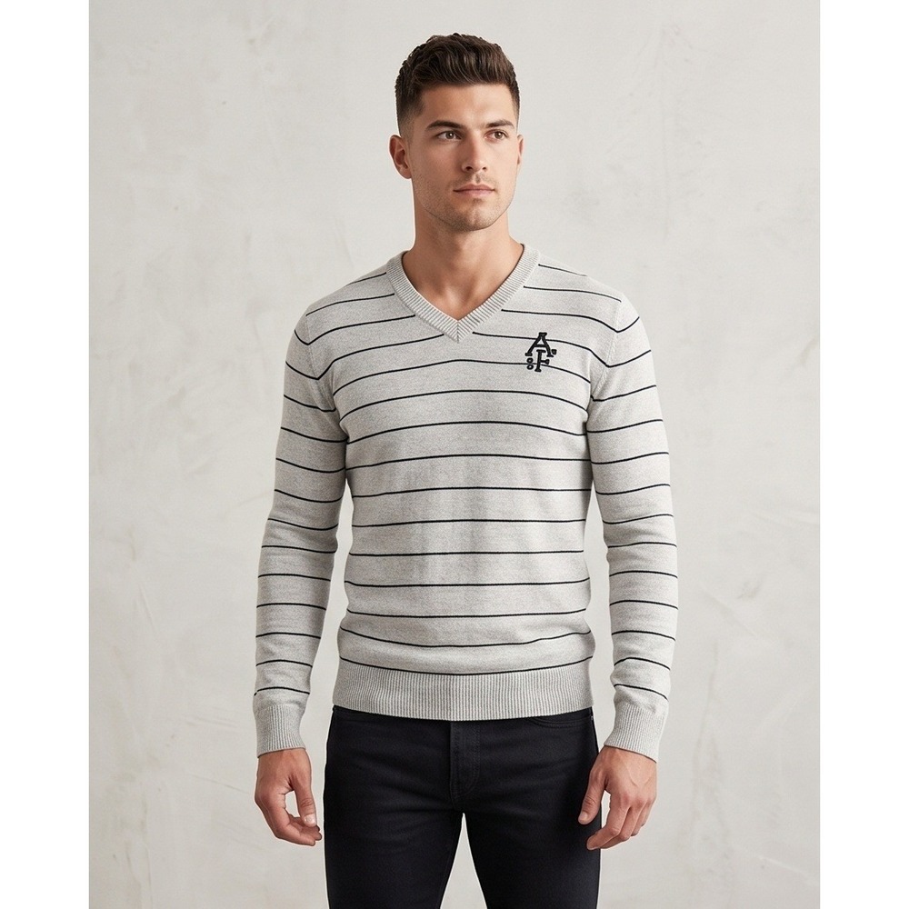 Abercrombie & Fitch Mens Large Y2K Muscle V-Neck Sweater Tan Cashmere Blend